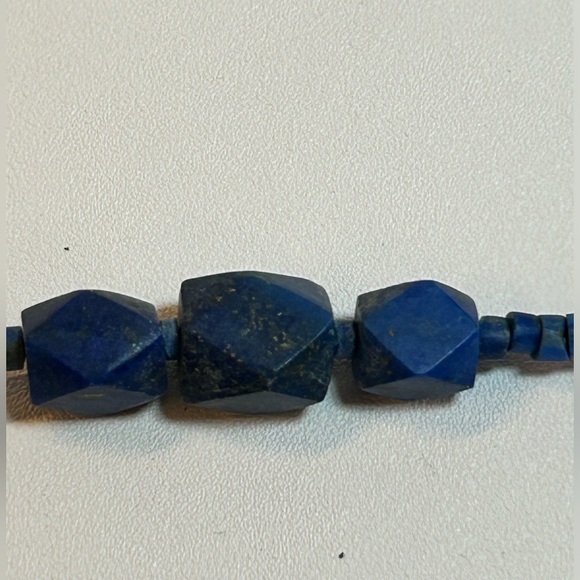 Natural Old Lapis Lazuli Heishi Style Tube Beads Necklace Vintage - Picture 8 of 8